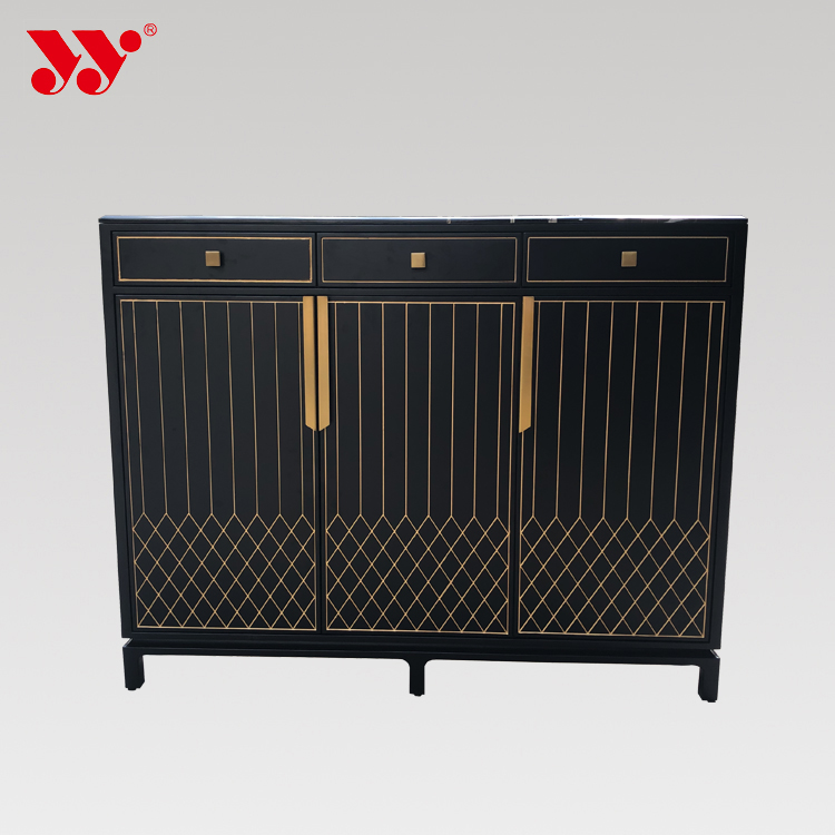Golden Black Luxurious Marble Living Room Hotel Cabinet
