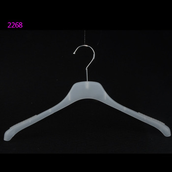 Plastic white lightweight coat top hanger for adults cloth display