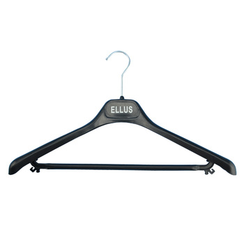 Black custom logo thin shoulder garment coat strong hanger with bar