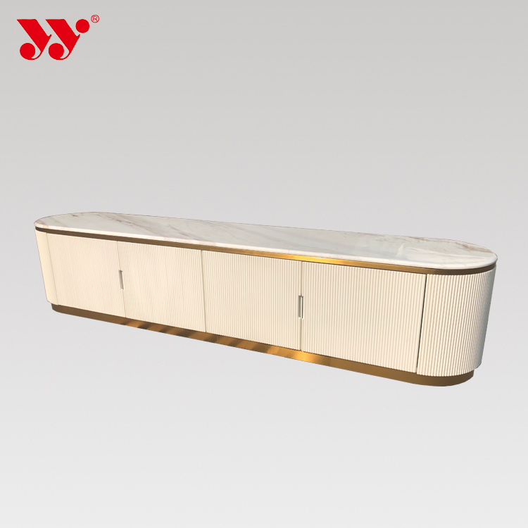 Luxurious Golden White Marble Television Cabinet Living Room Table