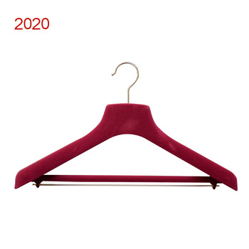 Hot Sale Red Velvet Hanger Heavy Duty Hanger with Bar
