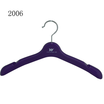 Plastic material purple anti slip notched female coat closet hanger